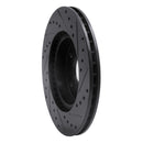 R1 07-19 Suzuki SX4 Front Left Drilled & Slotted Black Brake Rotor
