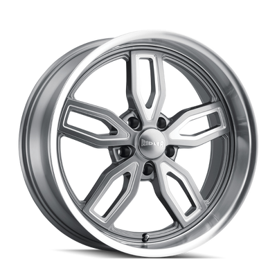 Ridler 608 18x8 / 5x120.65 BP / 0mm Offset / 72.62mm Hub Gloss Grey Milled Wheel