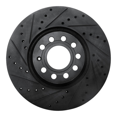 R1 97-06 Audi A6 (USA/Canada) Front Left Drilled & Slotted Black Brake Rotor