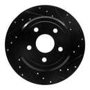 R1 11-22 Dodge Durango Front & Rear Drilled & Slotted Black Brake Rotor Set