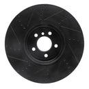 R1 09-17 BMW 550I GT Right Front Drilled & Slotted Black Brake Rotor