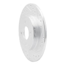 R1 02-04 Ford Focus Rear Right Drilled & Slotted Silver Brake Rotor
