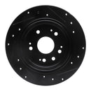 R1 02-04 Honda CR-V Rear Left Drilled & Slotted Black Brake Rotor