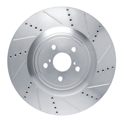 R1 15-22 Lexus RC F Right Front Drilled & Slotted Silver Brake Rotor