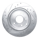 R1 06-12 Mitsubishi Eclipse Rear Right Drilled & Slotted Silver Brake Rotor