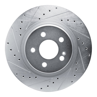 R1 20-26 Mercedes-Benz GLS450 Rear Left Drilled & Slotted Silver Brake Rotor