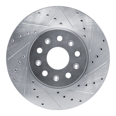 R1 14-20 Cadillac CT6 Front Right Drilled & Slotted Silver Brake Rotor