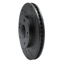 R1 01-03 Hyundai XG350 Front Right Drilled & Slotted Black Brake Rotor