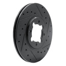 R1 82-85 Toyota Celica Front Right Drilled & Slotted Black Brake Rotor