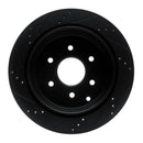 R1 10-24 Infiniti QX80 Rear Right Drilled & Slotted Black Brake Rotor