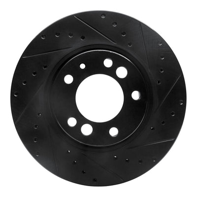R1 91-93 BMW M5 Front Right Drilled & Slotted Black Brake Rotor