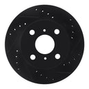 R1 99-05 Toyota Echo Front Right Drilled & Slotted Black Brake Rotor
