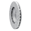 R1 03-15 Audi Q7 Left Front Drilled & Slotted Geo-Carbon Rotor