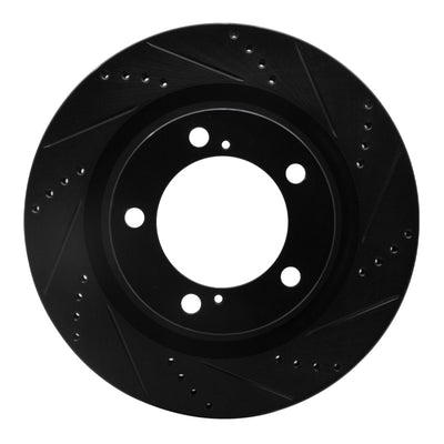 R1 07-22 Lexus LX570 Front Right Drilled & Slotted Black Brake Rotor
