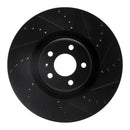 R1 12-18 Audi A8 Front Right Drilled & Slotted Black Brake Rotor