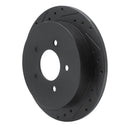 R1 97-04 Ford F-150 RWD Rear Left Drilled & Slotted Black Brake Rotor