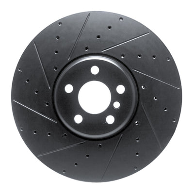 R1 16-25 BMW i5 Left Front Drilled & Slotted Black Brake Rotor
