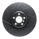 R1 16-25 BMW i5 Left Front Drilled & Slotted Black Brake Rotor
