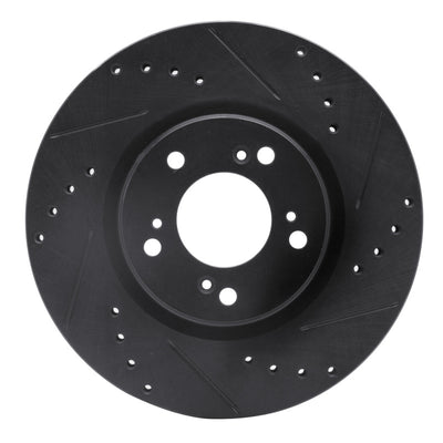 R1 00-09 Honda S2000 Front Right Drilled & Slotted Black Brake Rotor