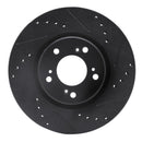 R1 00-09 Honda S2000 Front Right Drilled & Slotted Black Brake Rotor