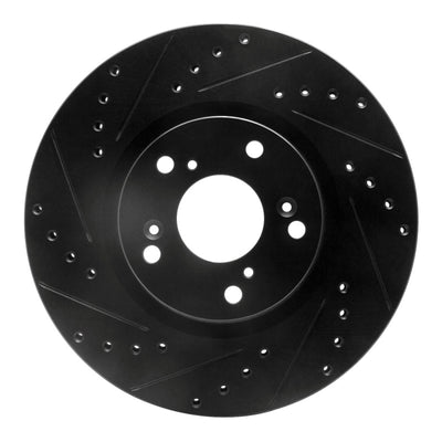 R1 02-15 Acura CSX Front Left Drilled & Slotted Black Brake Rotor