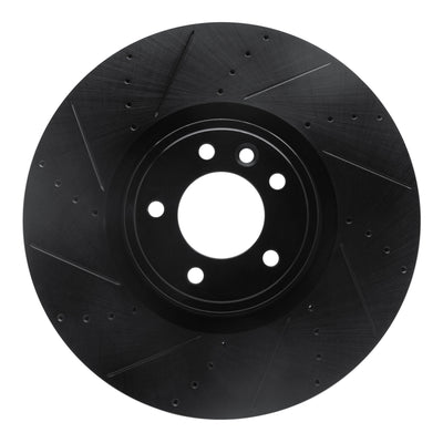 R1 18-25 Land Rover Defender 110 Front Left Drilled & Slotted Black Brake Rotor