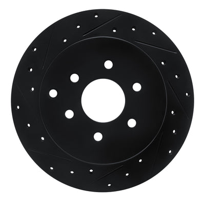 R1 05-12 Nissan Pathfinder Rear Left Drilled & Slotted Black Brake Rotor