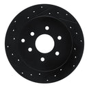 R1 05-12 Nissan Pathfinder Rear Left Drilled & Slotted Black Brake Rotor