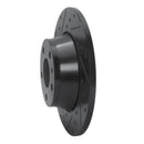 R1 08-15 Audi TT Quattro Rear Left Drilled & Slotted Black Brake Rotor
