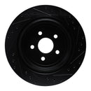 R1 89-95 Chrysler LeBaron Rear Left Drilled & Slotted Black Brake Rotor