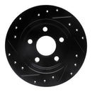 R1 93-05 Ford Taurus (Excl SHO) Rear Right Drilled & Slotted Black Brake Rotor