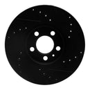 R1 96-98 Volkswagen Golf Front Left Drilled & Slotted Black Brake Rotor