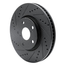 R1 06-15 Lexus GS300 Right Front Drilled & Slotted Black Brake Rotor