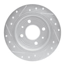 R1 86-98 Saab 9000 Rear Right Drilled & Slotted Silver Brake Rotor