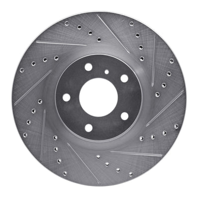 R1 09-23 Nissan 370Z Front Right Drilled & Slotted Silver Brake Rotor