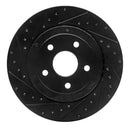 R1 06-10 Jeep Grand Cherokee Front & Rear Drilled & Slotted Black Brake Rotor Set