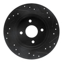 R1 02-04 Ford Focus Rear Left Drilled & Slotted Black Brake Rotor