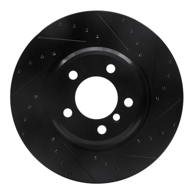 R1 02-08 BMW 760LI Front Right Drilled & Slotted Black Brake Rotor