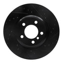 R1 02-08 BMW 760LI Front Right Drilled & Slotted Black Brake Rotor