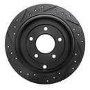 R1 95-02 Mazda Millenia Rear Right Drilled & Slotted Black Brake Rotor