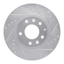 R1 06-15 Mazda MX-5 Miata Front Right Drilled & Slotted Silver Brake Rotor