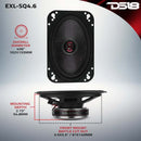 DS18 4x6in 60 Watts RMS 3 ohm 2-Way Coaxial Speakers And Component System w/ Fiberglass Cone