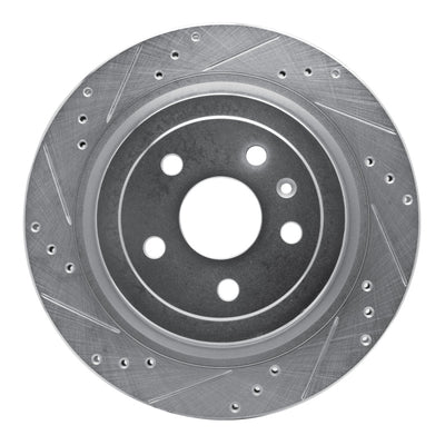 R1 08-14 Cadillac CTS Rear Left Drilled & Slotted Silver Brake Rotor