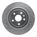 R1 08-14 Cadillac CTS Rear Left Drilled & Slotted Silver Brake Rotor