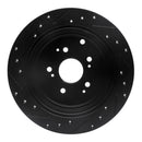 R1 01-08 Acura MDX Rear Right Drilled & Slotted Black Brake Rotor