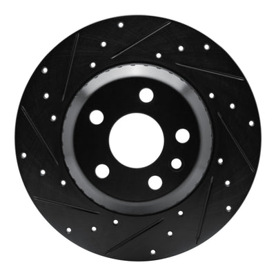 R1 20-22 Jaguar E-Pace Rear Left Drilled & Slotted Black Brake Rotor