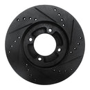 R1 86-89 Toyota Van Front Left Drilled & Slotted Black Brake Rotor