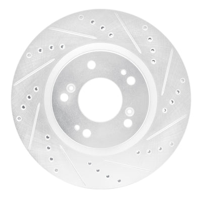 R1 04-12 Mitsubishi Eclipse Front Right Drilled & Slotted Silver Brake Rotor