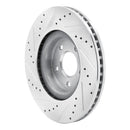 R1 13-25 Infiniti JX35 Front Right Drilled & Slotted Silver Brake Rotor