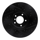 R1 95-01 BMW 750IL Front Left Drilled & Slotted Black Brake Rotor